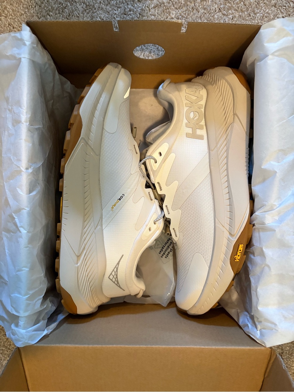 HOKA Women’s Transport Shoes in Cream with Gum Sole